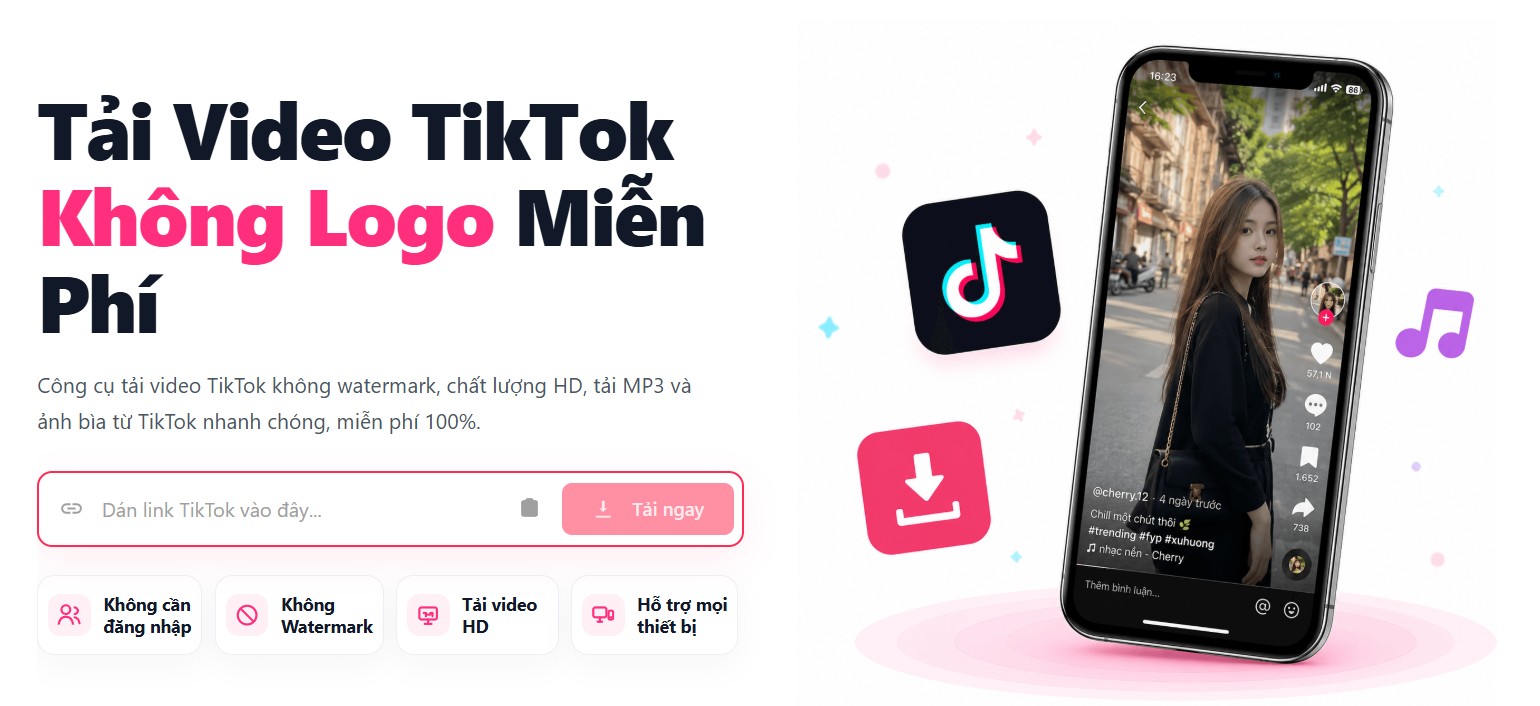 Tải video tiktok miễn phí không có logo